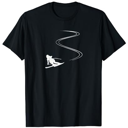 Skispur im Schnee, Ski T-Shirt