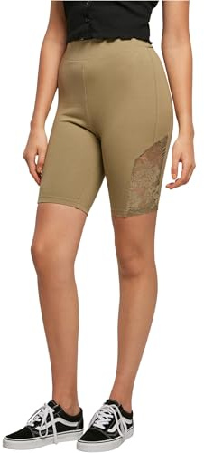 Urban Classics Damen Radlerhose Ladies High Waist Lace Inset Cycle Shorts, Farbe Khaki, Größe 4XL