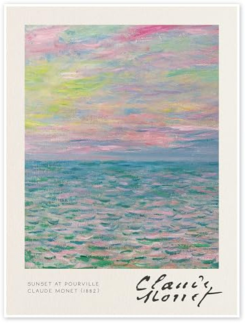 Posterlounge Sonnenuntergang bei Pourville, 1882 Poster | 50 x 70 cm von Claude Monet Pastell Wandbilder Wanddeko
