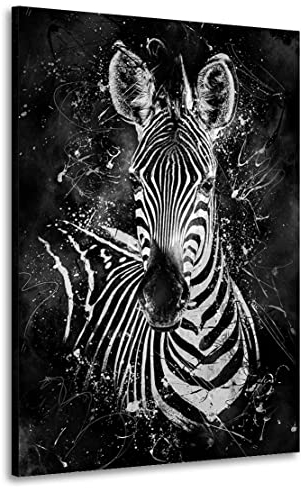 Kunstgestalten24 Leinwandbild Tiere Zebra Abstrakt Black Wandbild Kunstdruck Raum- u. Wanddekoration Übergrößen