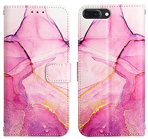 LEMAXELERS iPhone 8 Plus/iPhone 7 Plus Phone Case iPhone 8 Plus Cover,Glitter Bling Marble PU Leather Flip Wallet Case Magnetic Stand Card Slot Folio Bumper Case for iPhone 8 Plus,YB2 Marble Pink Zi