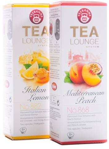 Tealounge Mediterranes Duo (40g) – Italian Lemon No. 882 & Mediterranean Peach No. 868 - Früchtetee – 2er Pack (2*8 Kapseln)