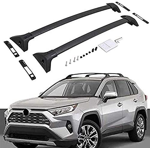 HCZS Relingträger Dachträger für Toyota RAV4 2019-2021 2022 2023 Dachgepäckträger Eloxiertem Aluminium Silber Dachgepäckablage Kreuzschienen-Dachträger Bis 80 kg Belastbar