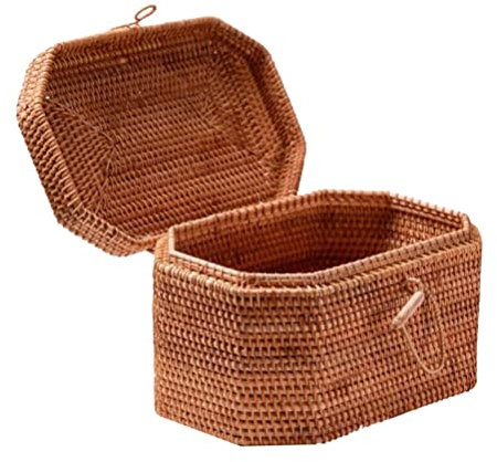 1stk Snackbox Aus Rattan Picknickkorb Aus Weide Vietnamesischer Korb Mit Deckel Woven Lagerung Hochzeit Einkaufs Gewebte Weiden Reisen Camping ßer Hölzern