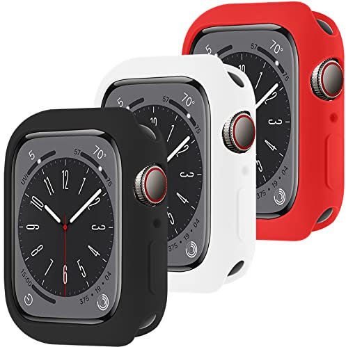 LEIXIUER 3 Piezas Funda Compatibles con Apple Watch Case Series 9 8 7 45mm 41mm/Series 6 5 4 SE 44mm 40mm,Slim Flexible TPU a Prueba de Golpes Bumper Protective Case Set