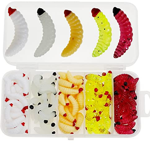 Starnearby Vermi Artificiali da Pesca Esca da Pesca Bionica Morbida Esche in Gomma Verme 2 cm Vermi Finti Pesca Luminoso Esche da Pesca Artificiali Attrezzatura da Pesca 5 Colori