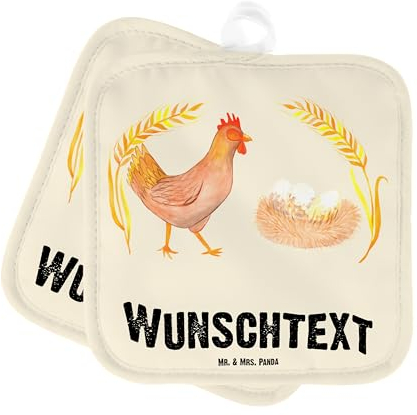 Mr. & Mrs. Panda Personalisierte Topflappen Huhn Stolz - Personalisierte Geschenke, Namensaufdruck, Hoftiere, Personalisierter Ofenhandschuh,