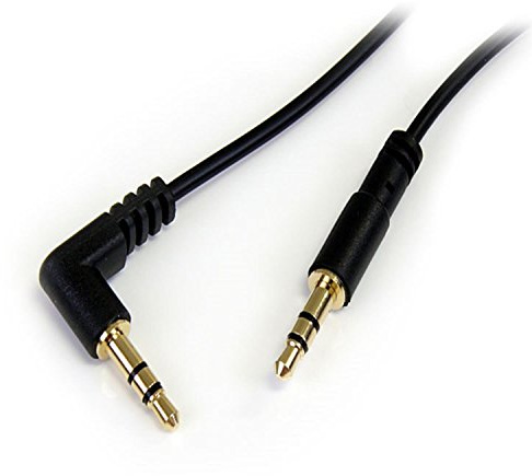 Mr. Gadget's Solutions® 3.5mm Audio Cable - Right Angle 3.5mm to Straight Stereo Jack Audio Earphone Cable - Male/Male - Aux Cable, Black – 2m