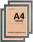 A4 Photo Frame, Dark Grey, Pack of 3, Picture Frame, Certificate, Art Print Poster, 21cm x 29.7cm, Grey Frames, A4 Photo Collage Gallery Display