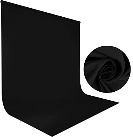 Toile de Fond Noire 1,5x2m, Bonvvie Fond Photo résistant aux Rides, Fond de Mousseline Lavable pour Studio de Photographie, Vidéo, Télévision, Youtube, Zoom, Réunions en Ligne