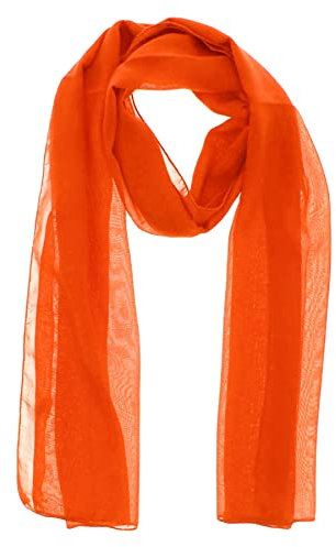 WESTEND CHOICE Ladies Chiffon Scarves Women Plain Neck Scarf Soft Headwrap Girls Headscarf Sheer Wrap women's scarves & wraps 150x45 cm (Orange)