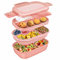 Umiblu Lunchbox, Brotdose mit DREI Fächern und Besteck für Erwachsene und Kinder, Bento Auslaufsichere Box, BPA Freie Lunchbox für Mikrowelle und Spülmaschine (Pink)