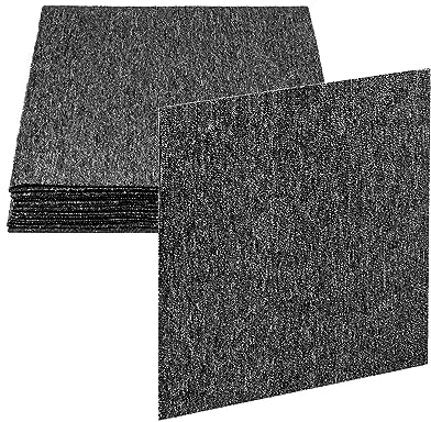 QWORK® 20 Pièces Dalles de Moquette avec Envers Antidérapant - 50x50 cm - Couleur Gris - Idéal pour les sites commerciaux/bureaux/gymnases/maisons (5㎡)