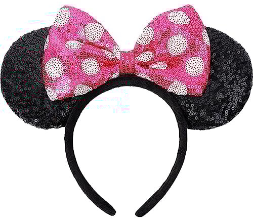 DRESHOW Mouse Ears Bow Headbands Glitter Party Decoration Cosplay Costume for Women