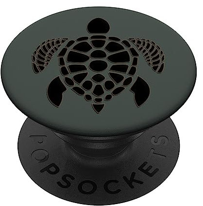 Schwarzer Schildkröten-Druck auf nachtgrünem Design PopSockets Klebender PopGrip