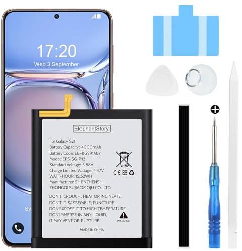 Akku für Samsung Galaxy S21 SM-G991 4000mAh Battery Code EB-BG991ABY Li-Polymer Ersatzakku mit Reparatur Tool Kit