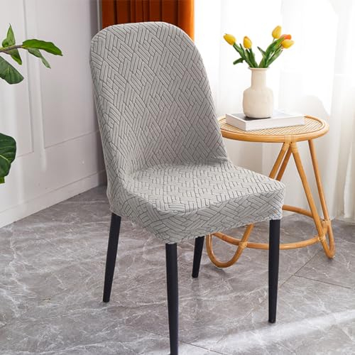 Odot Coprisedie con Schienale Curvo, Coprisedia Elasticizzati 2/4/6/8 Pezzi, Vello Shaker Copri Sedia da Cucina, Lavabili Copri Sedia per Hotel, Ristorante (Striscia Grigia,6 piezas)