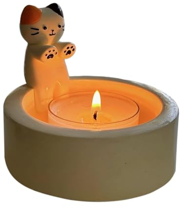 Lambo Katzen Kerzenhalter, Niedlicher Kerzenhalter, Kerzenhalter Katze Wärmt Pfoten Teelichthalter Katze Wärmt Sich Pfoten Süß Candle Holder Kerzenständer Keramik Katzendesign Tischdeko Haus Deko