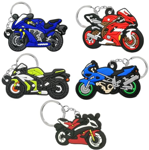 VZUHSW 5 Stück PVC-Mini-Motorrad-Schlüsselanhänger. Schlüsselanhänger Männer Frauen Auto Schlüsselanhänger 3 Korb Schlüsselanhänger Bestes Schmuckgeschenk