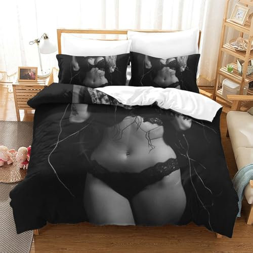 HOTGE Sexy Bikini Bettwäsche Set Erwachsene Mikrofaser Bettwäsche Sexy Frauen 3D Gedruckt Bettbezug Mit ReißVerschluss,Soft Erwachsene Bettwaren King（220x240cm）