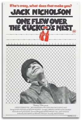 Leinwandposter One Flew Over The Cuckoo's Nest, Raumdekor, Poster für Schlafzimmer, Wohnzimmer, Wände, 30 x 45 cm, ungerahmter Stil