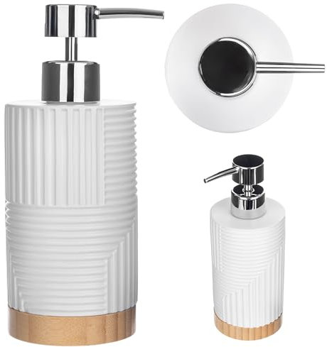 KADAX Seifenspender für Spülmittel, Nachfüllbarer Flüssigseifenspender, Moderner Spülmittelspender, Handseifenspender, Seifendosierer mit Pumpe (Weiß, Oval)