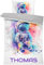Pictogogo Wasserfarben Astronaut-Design Kinderbettwäsche für Mädchen und Jungen, Personalisiert, Wählbare Unterfarbe (Weiß, Rosa, Blau, Grau), Oeko-TEX, 135 x 200 cm