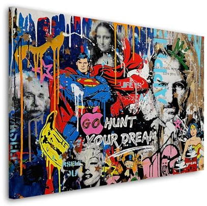 ARTEDinoi Pop Art Stars XL abstrakt Wandbild Leinwandbild Kunst Deko XL Größe 90x60x2cm