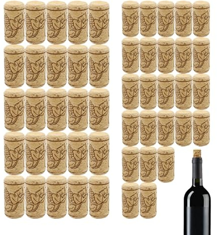 EULAPGOE 50 Pièces Bouchon Liege Bouteille Vin Réutilisable, Boule de Liège Bouchons Coniques en liège de qualité, pour Stockage et Scellage de Vin Déco Bricolage