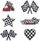 6 pcs Checkered Racing Flag Patches, Trucker Hat Appliques Embroidery Sewing Iron on Patches Set Car Racing Motorcycle Winner Racing Car Iron Patches for Jacket Vest Denim