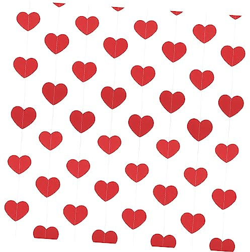 HOLIDYOYO 3 Sets Ornament Wedding Garland Hanging Heart Bunting Hanging Heart Banner Door Beads Wedding Decorations for Ceremony Room Divider Curtain Beaded Curtains for Doorways Paper Red