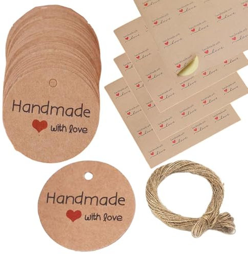 100stück Handmade Label, Geschenkanhänger,High Aesthetics And Practicality Handmade With Love, Kann Als Etiketten Konfetti Verschönerung Von Sammelalben Cupcake-Toppers And Karten