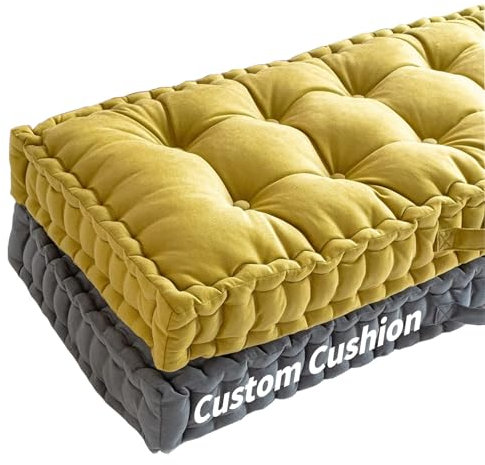 RXASC Benutzerdefinierte Bankkissen für Innenmöbel, 10,2 cm dickes Samt-Erkerfenster-Sitzkissen, getuftete Knöpfe, Bank-Sitzkissen für Klavier, Schlamm, Leseecke, Küche, Esszimmer, rutschfest