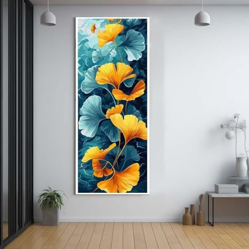 Funxer Ginkgo Biloba Blätter Diamond Painting, Groß (50x120cm), 5D Diamond Painting Set mit Zubehör, DIY Cross Stickerei, Deko für Wohnzimmer & Schlafzimmer, Erwachsene