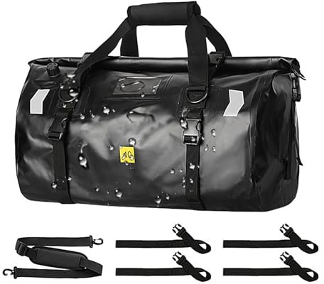 Ancsttu Wasserdichter Seesack – 40 l großer Motorrad-Rucksack, Satteltaschen, robuste trockene Seesäcke, trockene Seesäcke für Schwimmen, Camping, Reisen, Fitnessstudio, Schwarz , Refer to