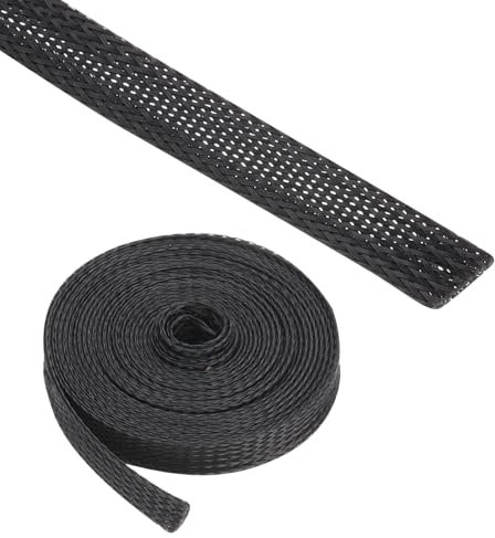 Rebower 10ft PET Expandable Wire Loom 3/8 Inch, PET Braided Wire Sleeving Cable Management Sleeve Tubing [for Audio Video Home Office Cord Protector]-Black