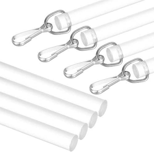 sourcing map 4Pcs 17 Acrylic Drapery Wand, Invisible Curtain Pull Rod with Hook, Universal Tilt Wand Replacement Part for High Hanging Curtain Opening-Closing, Clear