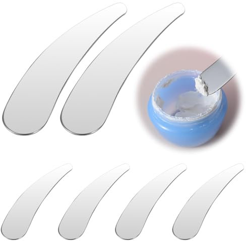 YUXIANLB 6PCS Stainless Steel Mini Makeup Spatula Cosmetic Spatula Metal Face Mask Applicator Skincare Tools Skincare Scoop Face Massage Beauty Accessories for Mixing and Sampling Eye Cream