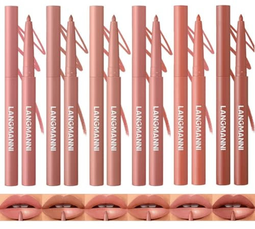 Set de 6 crayons à lèvres Matte Velvet, formule imperméable très pigmentée, kit de maquillage lisse et crémeux longue durée pour une définition précise et une couverture complète de la couleur (01-06)