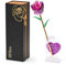 Mikasol Rosa Realistica Placcata in Vero Oro 24K – Fiore con Base a Cuore Puzzle – Regalo Romantico per Lei, Moglie, Fidanzata, Mamma – Compleanno, Anniversario, Festa della Mamma (Viola)