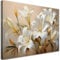 Feeby - Tableaux Decoratifs - Tableau Salon Grand Format - Bouquet de lys blancs Fleurs Plantes - 120x80 1partie - Décoration Chambre - Toile Imprimée Intissé Decoration Murale