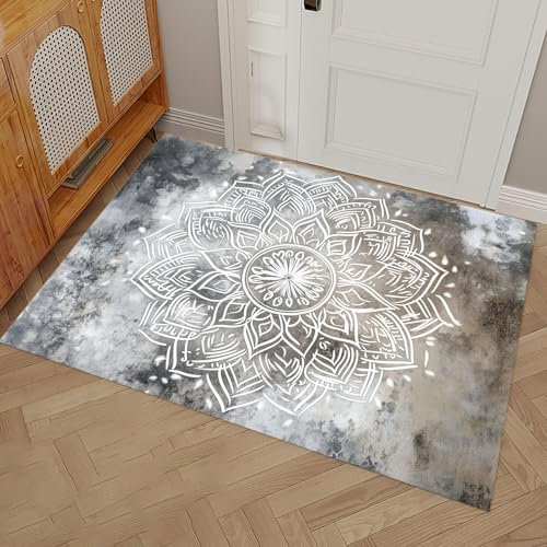 Fußmatte Innen 40x60cm, Stonewall Hell rutschfest Schmutzfangmatte, Waschbar Fussmatte, Modern Kunst Eingangstürmatte, Strapazierfähige Türmatte für Innenbereich, Farbe