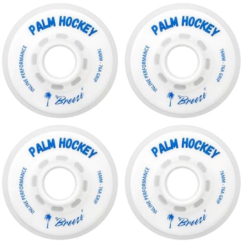 Palm Hockey Breeze Inline Hockey Wheels – 76A Indoor Skate Wheels – Smooth Grip for Sport Court – 80mm – 4 Pack