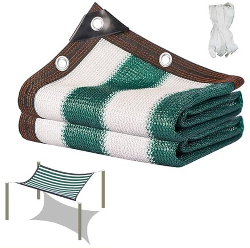 Rete ombreggiante Telo ombreggiante 80% Rete Telo Ombra 10x10m 4x7m 1x1m 2x10m 5x18m 8x20m Telone Parasole Verde Scuro e Bianco con Occhielli,Tenda a Vela per Serra Esterna Giardino(2x4m)