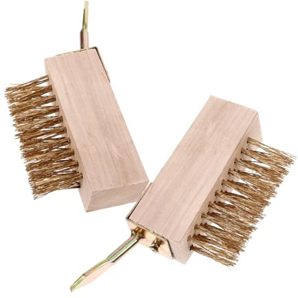 BESTonZON 2 Stück Unkrautbürsten aus Stahl mit Holzgriff Metall Scheuerbürsten zum Reinigen von Fugen Auffahrten und Terrassen Ersatzbürsten für Schwer Erreichbare Stellen