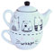 Alipis Juego de Tetera y Taza de Cerámica Diseño de Gato Adorable Tetera Decorativa Kit de para Interiores Decoración