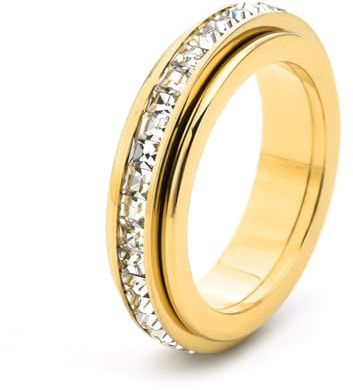 VCCKNB JEWELRY Zappelringe gegen Angstzustände, Zirkonia-Drehring, Anti-Angst-Ringe für Frauen und Mädchen, Stress-Sorgen-Ring, Meditationsring, Bandring