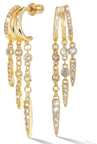 MUMREUES Ohrringe Gold Damen Hängend 14K Vergoldet Lang Ohrhänger Schmuck