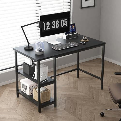 mcc direct Computer Desk with 2 Shelves on Left or Right, 100cm Work Table for Office Home Study Writing Table (Black) - Chicago