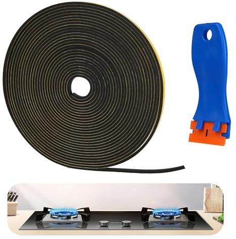 Dichtungsband Selbstklebend, 5m EPDM Dichtband Spüle, mit kleinem Schabe, 7mm x 2mm x 5m Wasserdichtes Dichtungsband Spüle, für Kochfeld und Einbauspülen, zuverlässige Ceranfeld Dichtungsbands